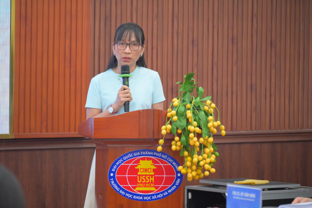 PGS.TS Đại tá Lê Thị Hiền Lương đề xuất thành phố cần bổ sung các hướng nghiên cứu về tâm lý học siêu đô thị, quản trị rủi ro xã hội, an ninh dữ liệu và đạo đức trí tuệ nhân tạo - Ảnh: Ý NGUYỄN