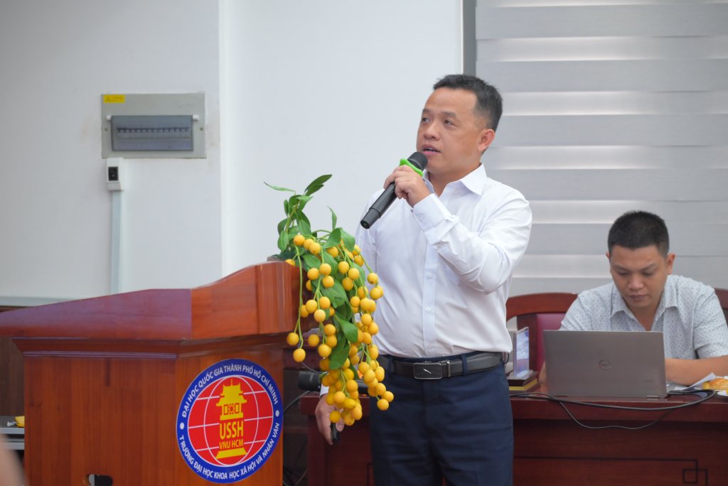 Ông Trần Đình Trúc đặt mục tiêu phấn đấu đạt 3.500 bài báo quốc tế mỗi năm và nâng tỷ lệ kết quả nghiên cứu được ứng dụng thực tế lên trên 60% nhằm hỗ trợ đắc lực cho việc xây dựng chính quyền số và nâng cao chất lượng sống của người dân - Ảnh: Ý NGUYỄN